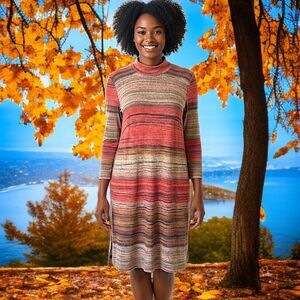 Rabbit Rabbit Rabbit Dress Shift Modest Ombre Knit‎ Sz 16W Midi Flowy Mock Neck.